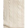 Women Outfit Twisted Cable Knit Plaid Print Hooded Sweater and Grommet Pants Set - Beige S | US 4