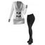 Women Outfit Contrast Color Mock Horn Button Sweater and Snap Button Pants Set - Gris Clair S | US 4