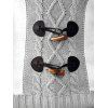 Women Outfit Contrast Color Mock Horn Button Sweater and Snap Button Pants Set - Gris Clair S | US 4