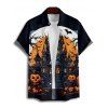 Halloween Couple Outfit Pumpkin Bat Print Belt Dress and Shirt Set - Noir S | US 4