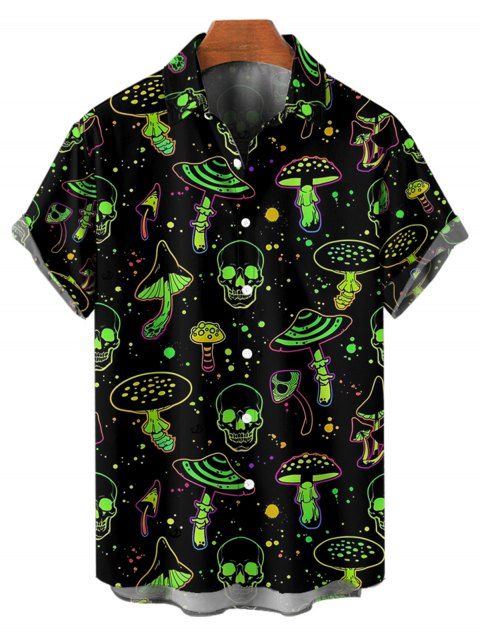 Chemise Décontractée Champignon Crâne Imprimés à Manches Courtes