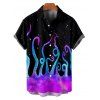 Chemise Décontractée Boutonnée Pieuvre et Galaxie Imprimés à Manches Courtes - Noir 4XL