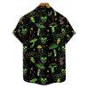 Chemise Décontractée Champignon Crâne Imprimés à Manches Courtes - Noir L
