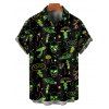 Chemise Décontractée Champignon Crâne Imprimés à Manches Courtes - Noir L