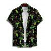 Chemise Décontractée Champignon Crâne Imprimés à Manches Courtes - Noir L