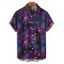 Chemise Décontractée Boutonnée Etoile Lune Soleil Galaxie Imprimés à Manches Courtes - Noir 5XL