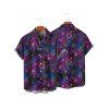 Chemise Décontractée Boutonnée Etoile Lune Soleil Galaxie Imprimés à Manches Courtes - Noir 5XL