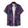 Chemise Décontractée Boutonnée Etoile Lune Soleil Galaxie Imprimés à Manches Courtes - Noir 5XL