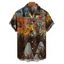 Chemise Décontractée Boutonnée Citrouille Squelette Imprimées à Manches Courtes - Noir 5XL