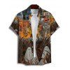Chemise Décontractée Boutonnée Citrouille Squelette Imprimées à Manches Courtes - Noir 5XL