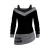 Haut 2 en 1 texturé à manches longues et col en V en similicuir chiné - Noir XXL | US 14