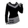 Haut 2 en 1 texturé à manches longues et col en V en similicuir chiné - Noir XXL | US 14