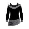 Women Daily Outfit Textured Space Dye Buckle Faux Twinset Top and Snap Button Pants Set - Noir S | US 4