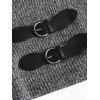 Women Daily Outfit Textured Space Dye Buckle Faux Twinset Top and Snap Button Pants Set - Noir S | US 4