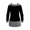 Women Daily Outfit Textured Space Dye Buckle Faux Twinset Top and Snap Button Pants Set - Noir S | US 4