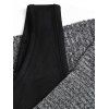Women Daily Outfit Textured Space Dye Buckle Faux Twinset Top and Snap Button Pants Set - Noir S | US 4