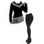 Women Daily Outfit Textured Space Dye Buckle Faux Twinset Top and Snap Button Pants Set - Noir S | US 4