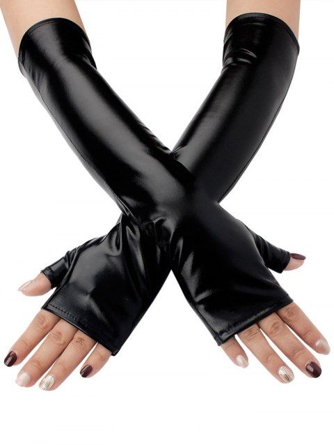 Gants d'avant-bras de fête Gants sans doigts de couleur unie Punk