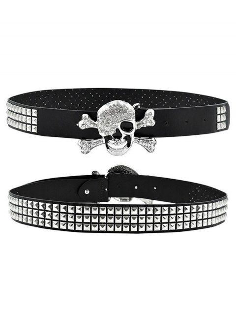 Ceinture gothique en PU avec rivets et strass, style punk