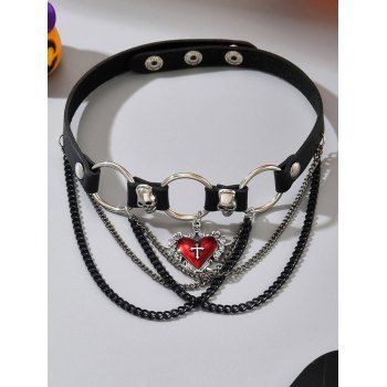 Punk Choker Skulls Cross Chain Details Gothic Necklace