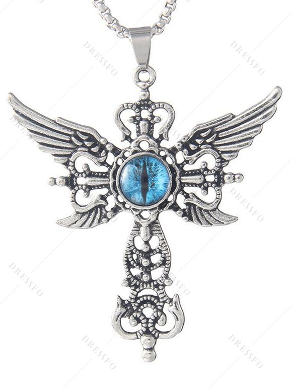 Collier tendance avec pendentif ailes contre le mauvais œil - Argent 