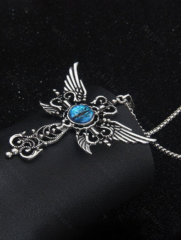 Collier tendance avec pendentif ailes contre le mauvais œil - Argent 