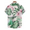 Chemise de vacances pour homme, boutonnée, imprimé floral tropical, pour la plage - Vert clair L
