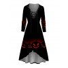 Robe à capuche gothique d'Halloween à lacets et imprimé citrouille grimaçante - Noir XL | US 12