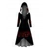 Robe à capuche gothique d'Halloween à lacets et imprimé citrouille grimaçante - Noir XXXXL | US 18