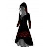 Robe à capuche gothique d'Halloween à lacets et imprimé citrouille grimaçante - Noir XXL | US 14