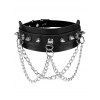 Collier ras du cou punk avec chaîne à rivets et ornements gothiques - Noir 