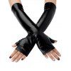 Gants d'avant-bras de fête Gants sans doigts de couleur unie Punk - Noir 