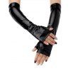 Gants d'avant-bras de fête Gants sans doigts de couleur unie Punk - Noir 