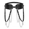 Ceinture punk en PU avec boucle et chaîne en strass - Noir 