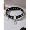 Collier ras du cou gothique avec pendentif tête de mort et rivets en forme de main de squelette - Noir 