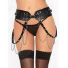Ceinture punk en PU avec boucle et chaîne en strass - Noir 