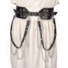 Ceinture punk en PU avec boucle et chaîne en strass - Noir 