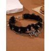 Collier ras du cou punk avec pendentif araignée et rivets en forme de cœur - Noir 