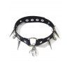 Collier ras du cou gothique avec pendentif tête de mort et rivets en forme de main de squelette - Noir 