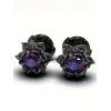 Boucles d'oreilles à tige tendance en fausses pierres de lotus - Noir 