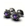 Boucles d'oreilles à tige tendance en fausses pierres de lotus - Noir 