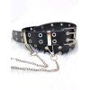 Ceinture punk en PU avec chaîne et œillets décoratifs - Noir 