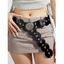 Ceinture vintage en PU avec rivets géométriques et strass floraux - Noir 