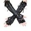 Gants gothiques à lacets avec empiècement en dentelle et sans doigts - Noir 