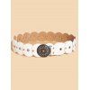 Ceinture vintage en PU avec rivets géométriques et strass floraux - Blanc 