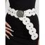 Ceinture vintage en PU avec rivets géométriques et strass floraux - Noir 