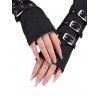 Gants d'avant-bras punk avec boucle et sangle, gants de fête sans doigts - Noir 