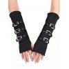 Gants d'avant-bras punk avec boucle et sangle, gants de fête sans doigts - Noir 