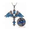 Collier gothique avec pendentif croix et ailes, collier lumineux nocturne - Bleu 