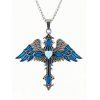 Collier gothique avec pendentif croix et ailes, collier lumineux nocturne - Bleu 